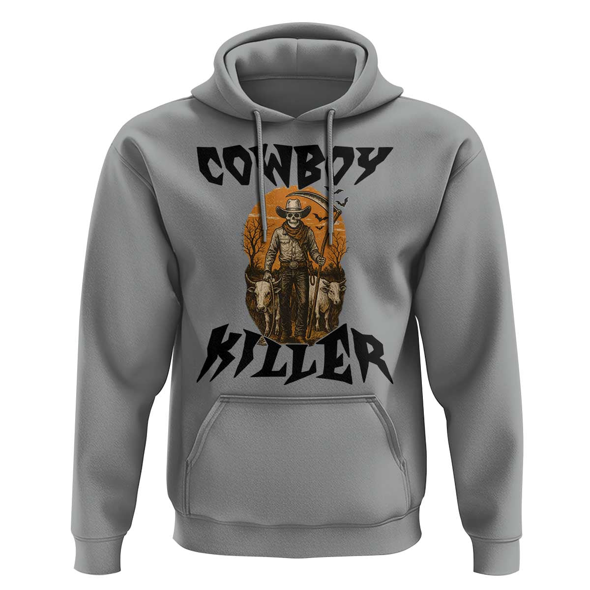 Halloween Skeleton Hoodie Cowboy Killer Spooky Western Horror Design - Wonder Print Shop