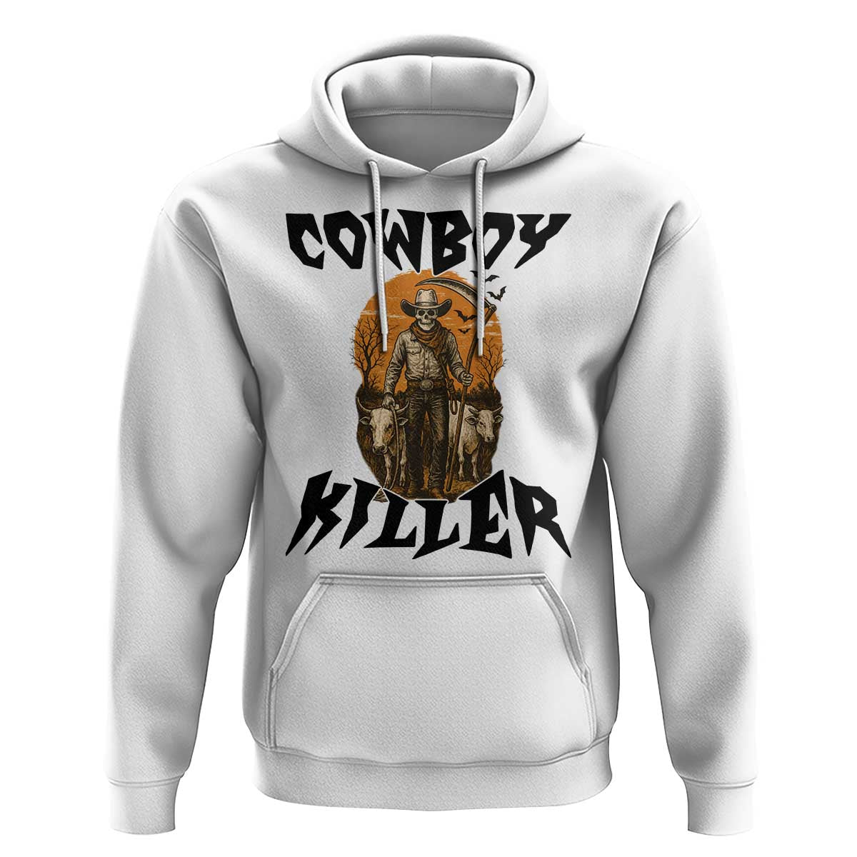 Halloween Skeleton Hoodie Cowboy Killer Spooky Western Horror Design - Wonder Print Shop
