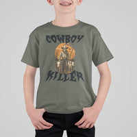 Halloween Skeleton T Shirt For Kid Cowboy Killer Spooky Western Horror Design - Wonder Print Shop