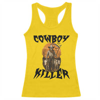 Halloween Skeleton Racerback Tank Top Cowboy Killer Spooky Western Horror Design - Wonder Print Shop