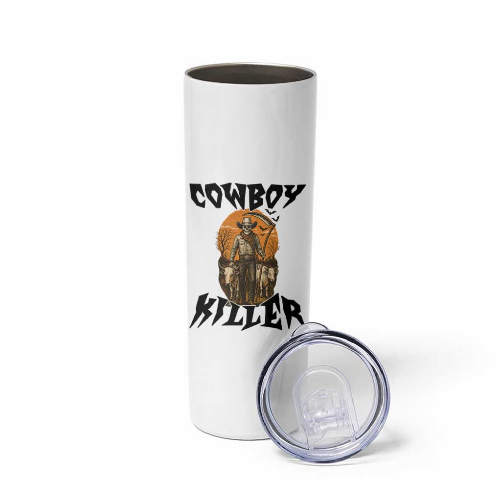 Halloween Skeleton Skinny Tumbler Cowboy Killer Spooky Western Horror Design