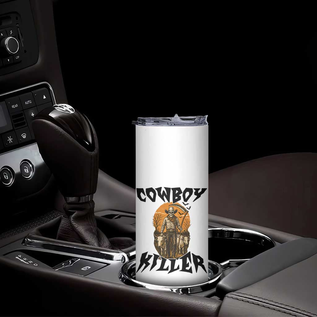 Halloween Skeleton Skinny Tumbler Cowboy Killer Spooky Western Horror Design