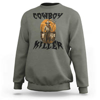 Halloween Skeleton Sweatshirt Cowboy Killer Spooky Western Horror Design - Wonder Print Shop