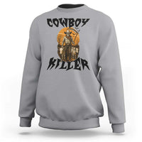 Halloween Skeleton Sweatshirt Cowboy Killer Spooky Western Horror Design - Wonder Print Shop