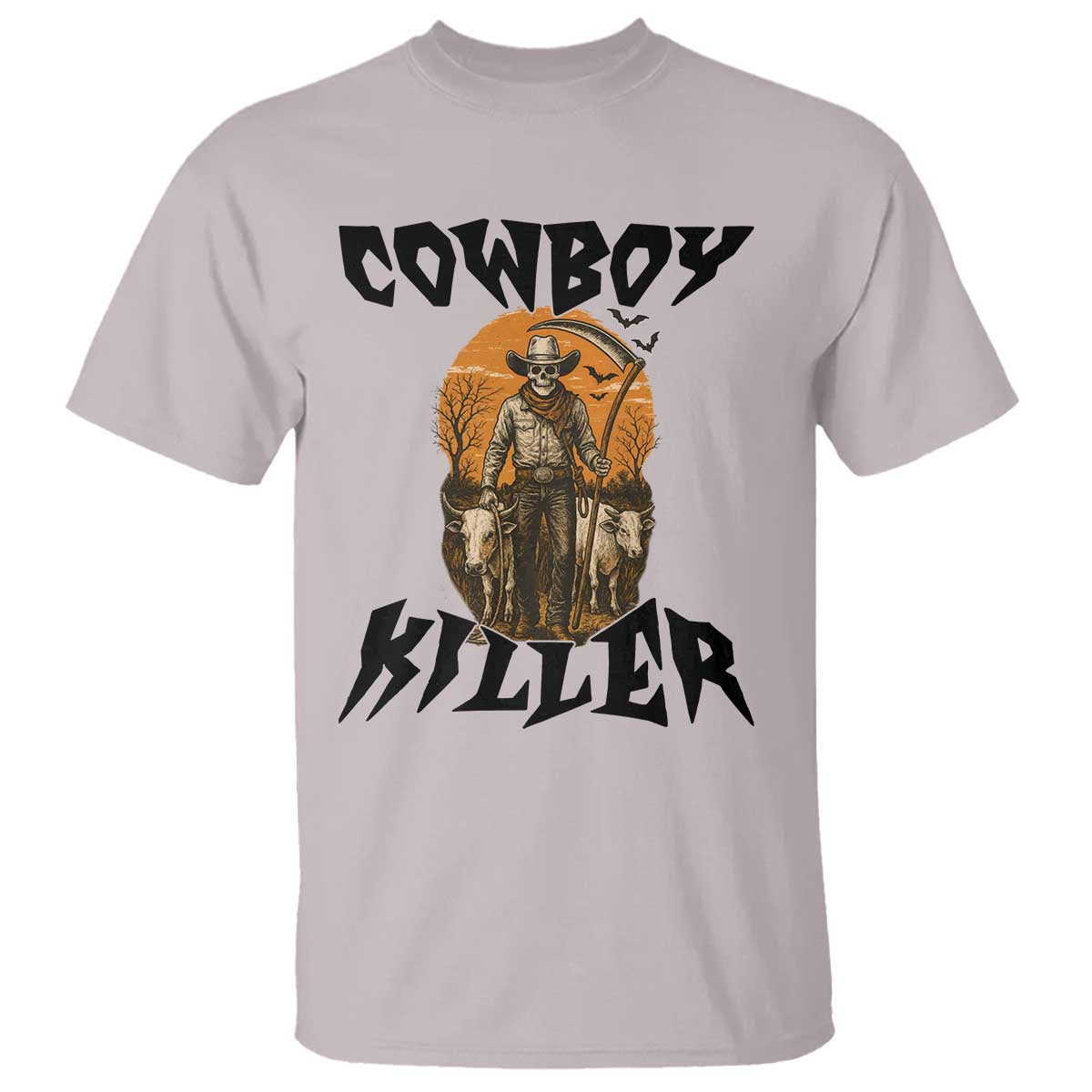 Halloween Skeleton T Shirt Cowboy Killer Spooky Western Horror Design - Wonder Print Shop