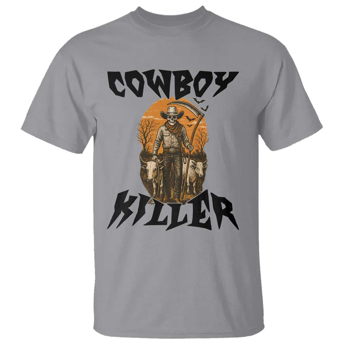 Halloween Skeleton T Shirt Cowboy Killer Spooky Western Horror Design - Wonder Print Shop