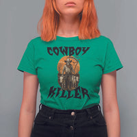Halloween Skeleton T Shirt For Women Cowboy Killer Spooky Western Horror Design - Wonder Print Shop