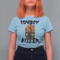 Halloween Skeleton T Shirt For Women Cowboy Killer Spooky Western Horror Design - Wonder Print Shop