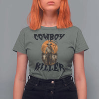 Halloween Skeleton T Shirt For Women Cowboy Killer Spooky Western Horror Design - Wonder Print Shop
