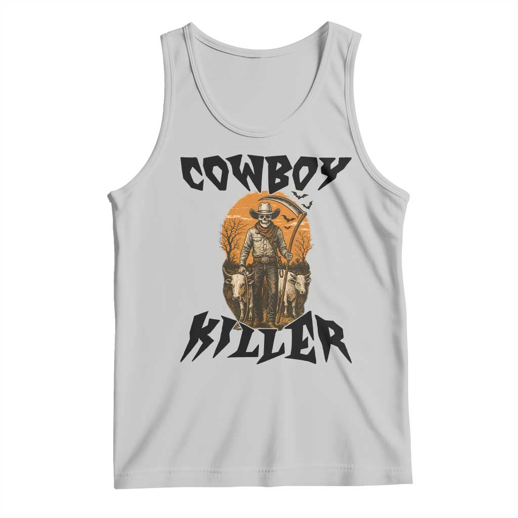 Halloween Skeleton Tank Top Cowboy Killer Spooky Western Horror Design - Wonder Print Shop