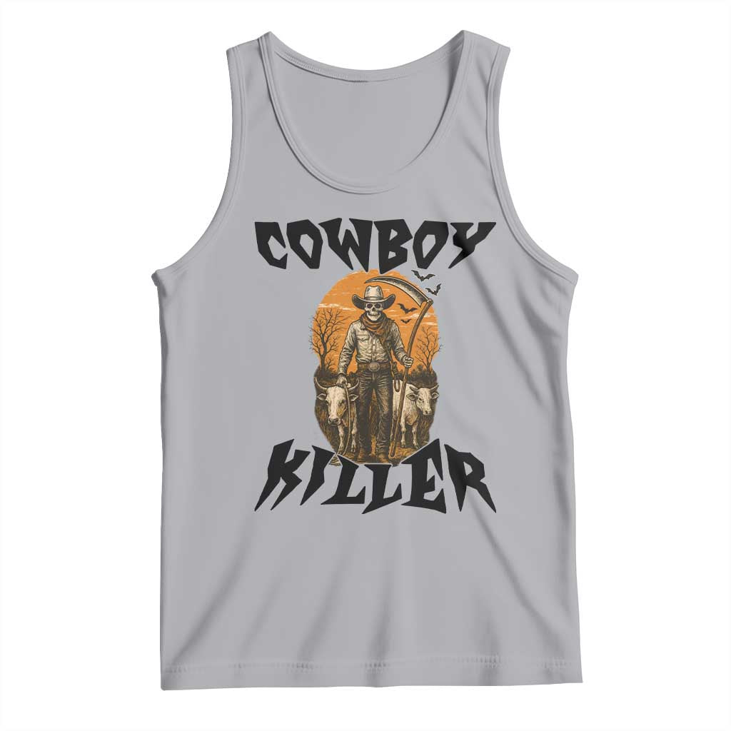 Halloween Skeleton Tank Top Cowboy Killer Spooky Western Horror Design - Wonder Print Shop