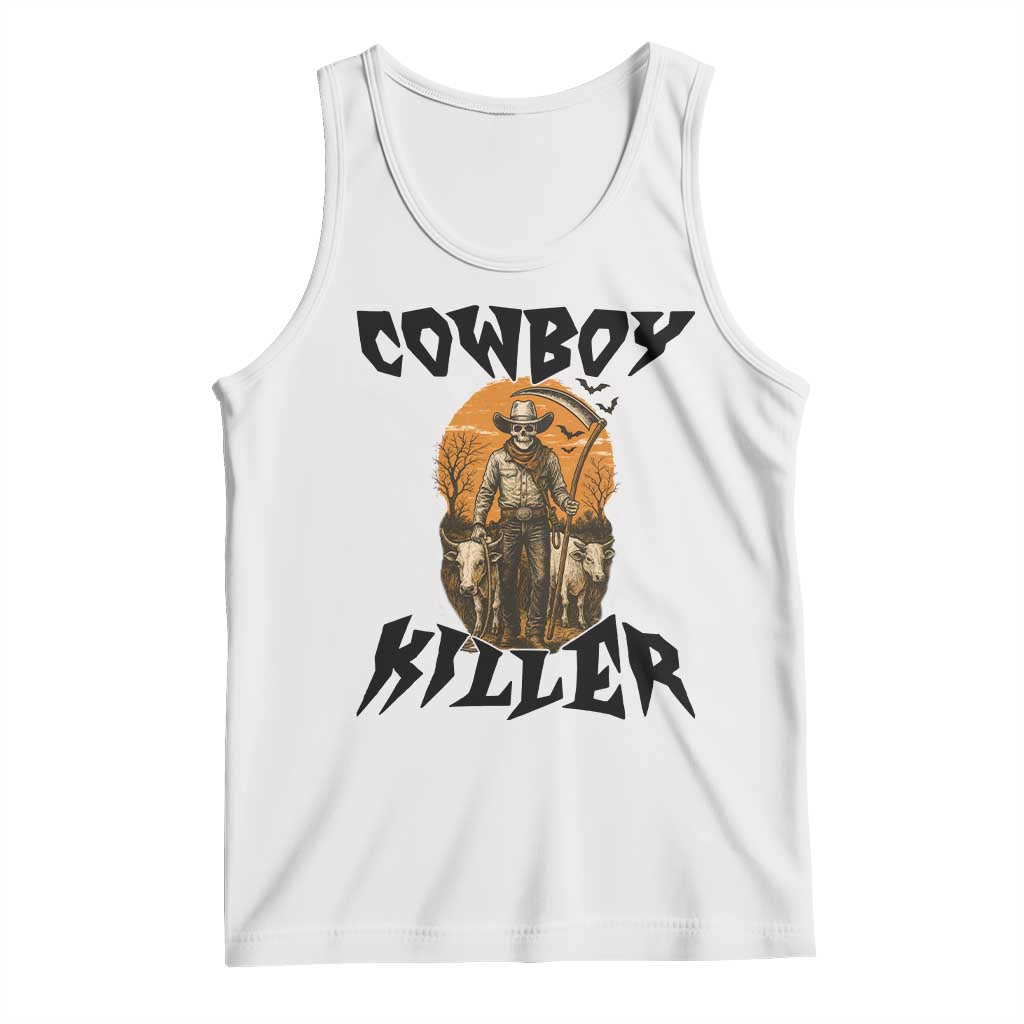 Halloween Skeleton Tank Top Cowboy Killer Spooky Western Horror Design - Wonder Print Shop