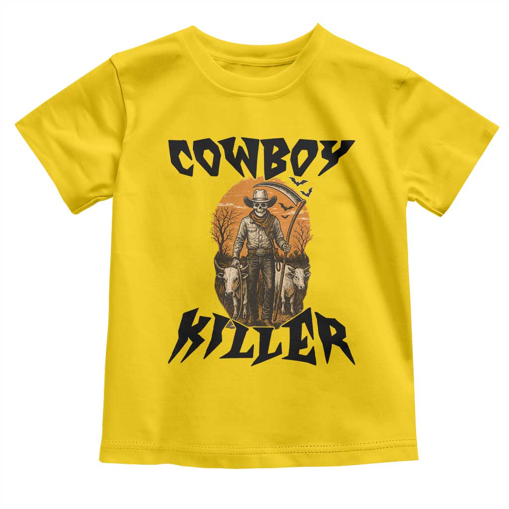 Halloween Skeleton Toddler T Shirt Cowboy Killer Spooky Western Horror Design - Wonder Print Shop