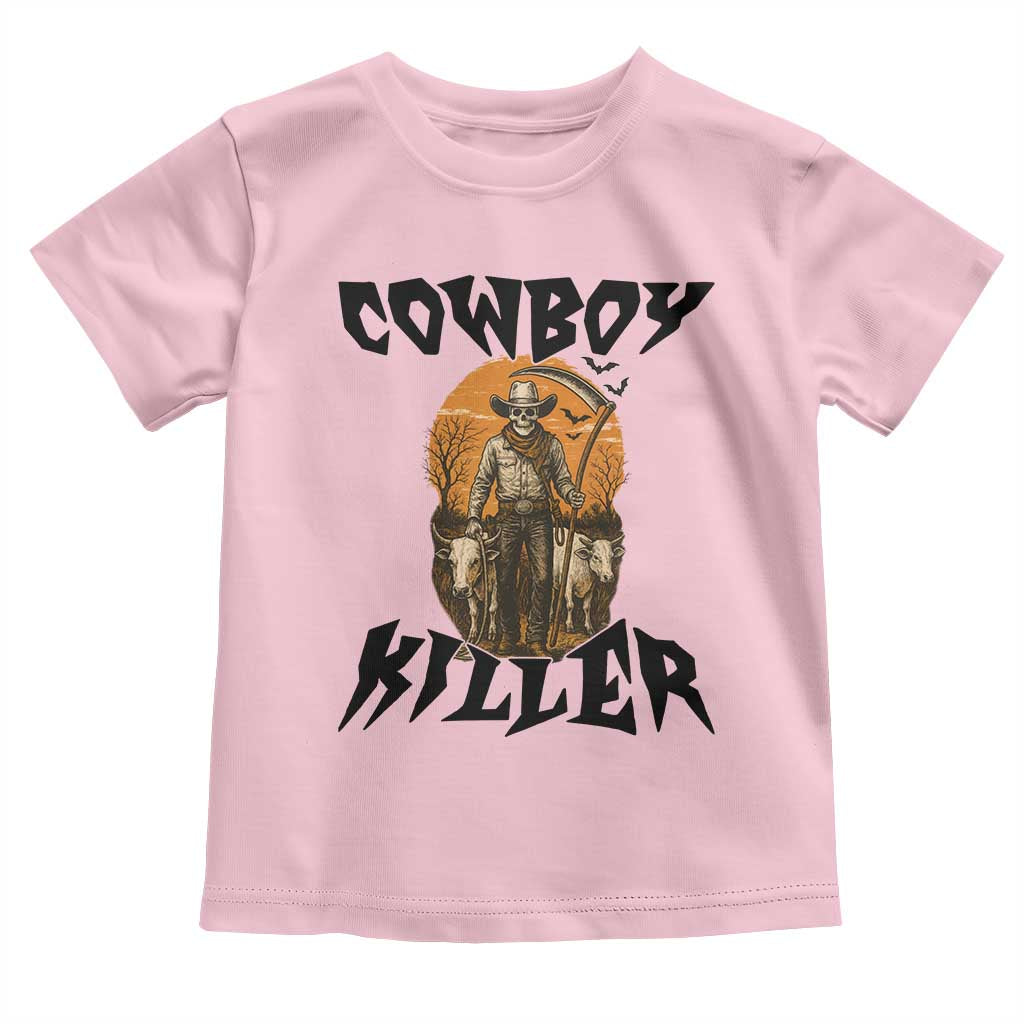 Halloween Skeleton Toddler T Shirt Cowboy Killer Spooky Western Horror Design - Wonder Print Shop