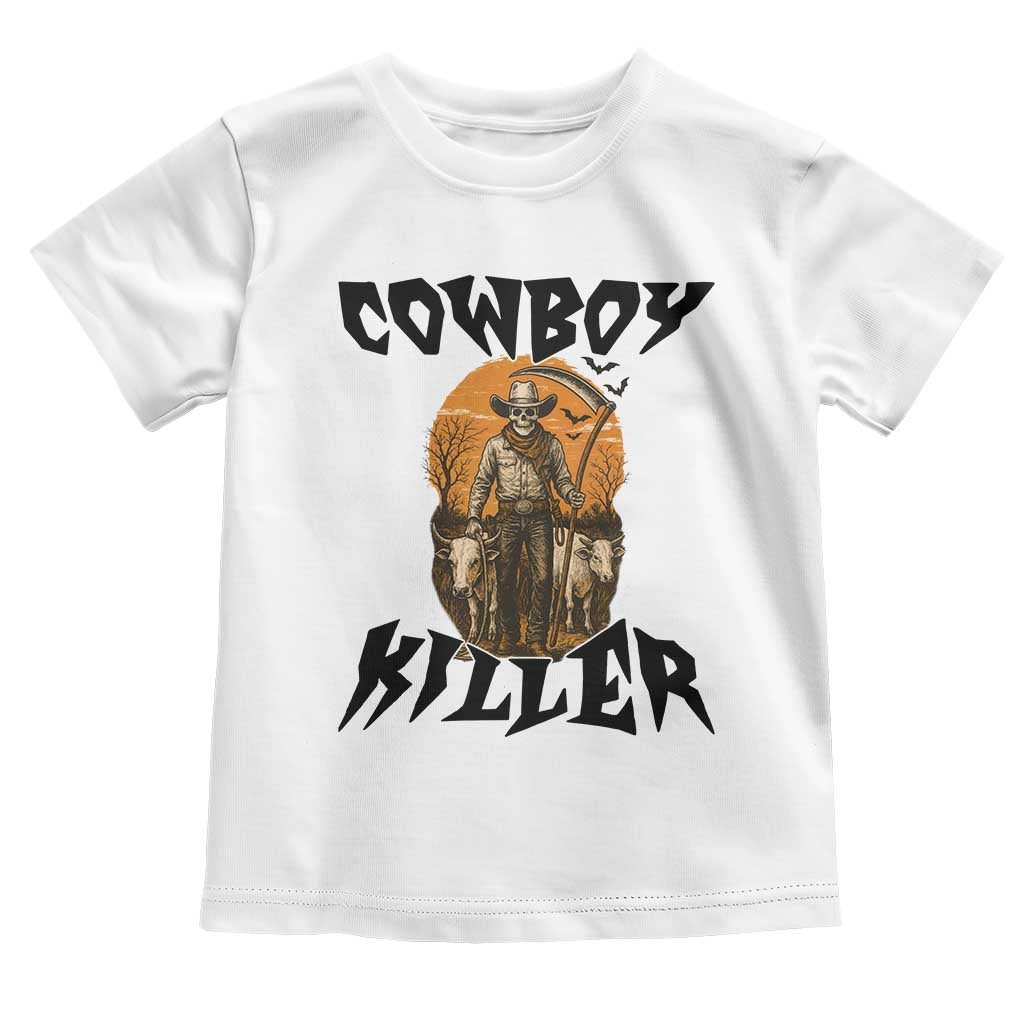 Halloween Skeleton Toddler T Shirt Cowboy Killer Spooky Western Horror Design - Wonder Print Shop