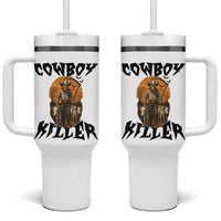 Halloween Skeleton Tumbler With Handle Cowboy Killer Spooky Western Horror Design