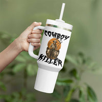 Halloween Skeleton Tumbler With Handle Cowboy Killer Spooky Western Horror Design