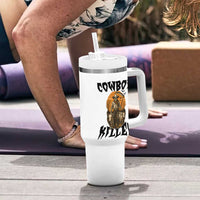 Halloween Skeleton Tumbler With Handle Cowboy Killer Spooky Western Horror Design