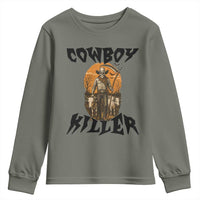 Halloween Skeleton Youth Sweatshirt Cowboy Killer Spooky Western Horror Design - Wonder Print Shop