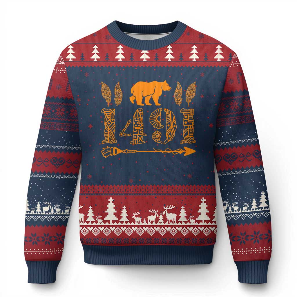 1491 Indigenous Peoples Day Ugly Christmas Sweater Proud Native American Pride