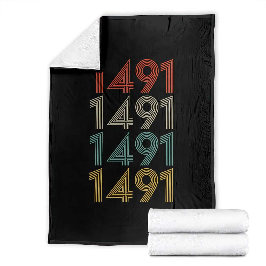 1491 Vintage Retro Striped Multicolor Number Graphic Throw Blanket