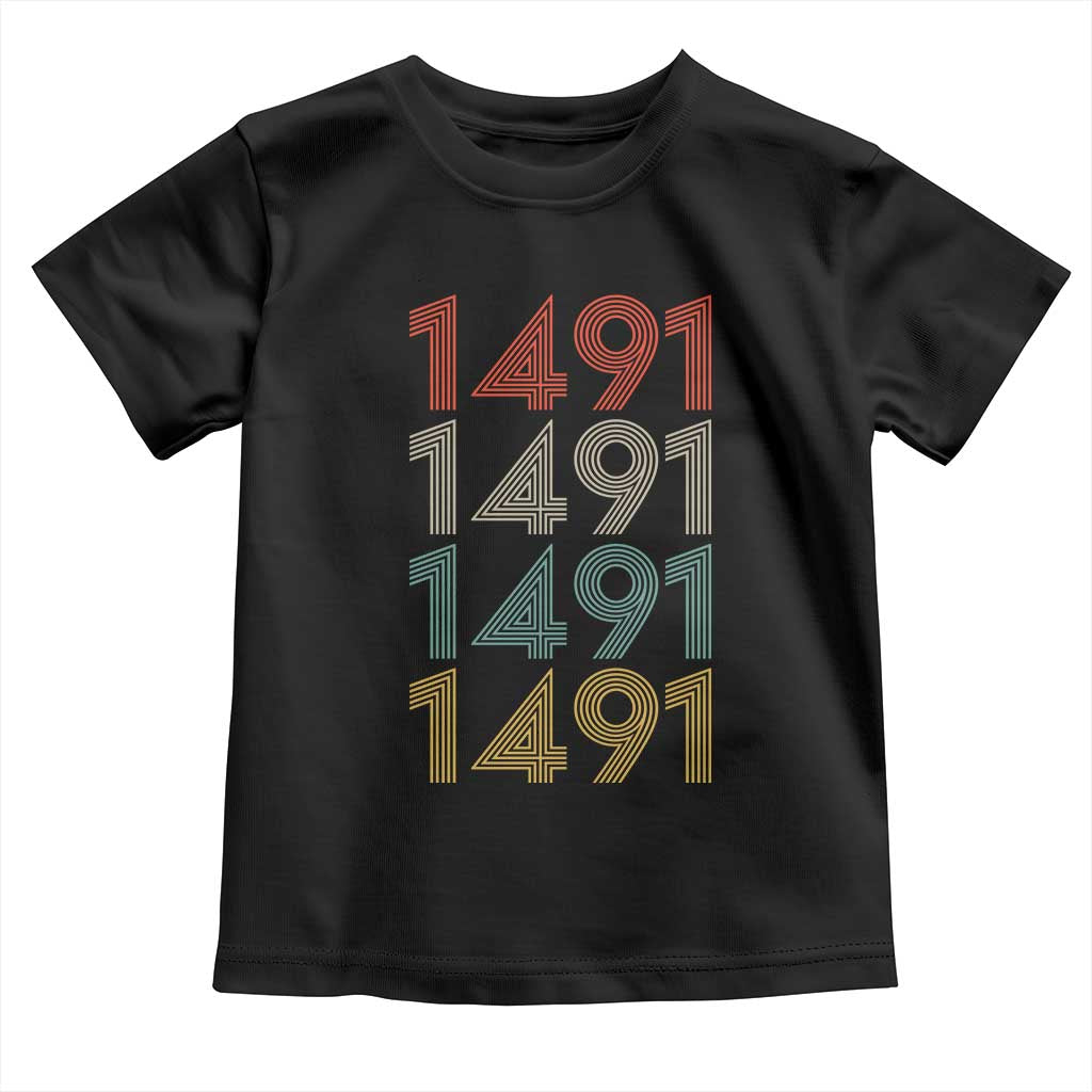 1491 Vintage Retro Striped Multicolor Number Graphic Toddler T Shirt