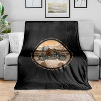 Native American Biker Gift Throw Blanket Skull Motorcycle Rider