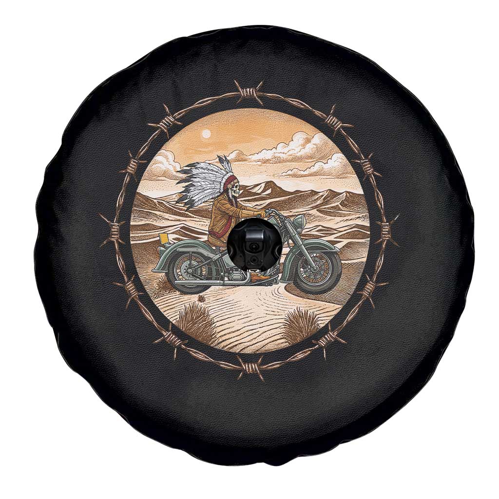 Native American Biker Gift Spare Tire Cover Skull Motorcycle Rider