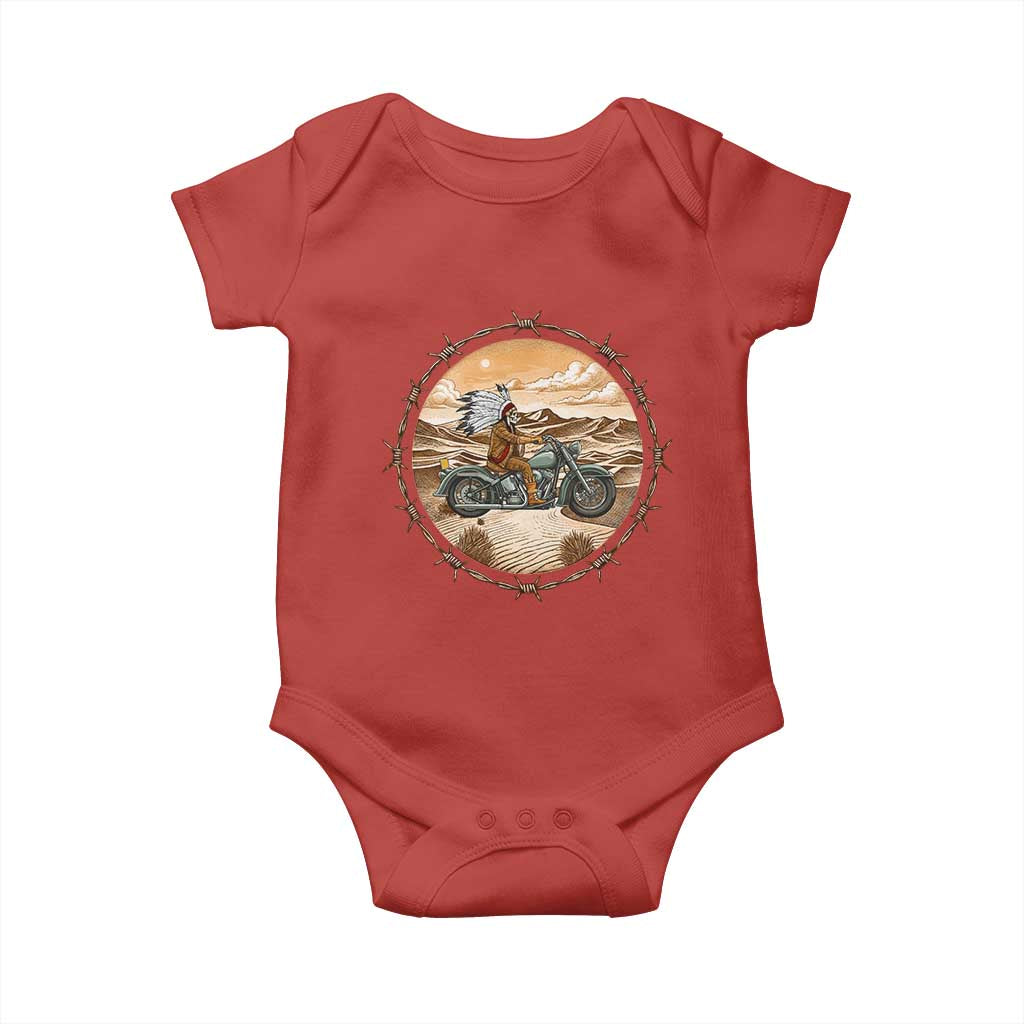 Native American Biker Gift Baby Onesie Skull Motorcycle Rider