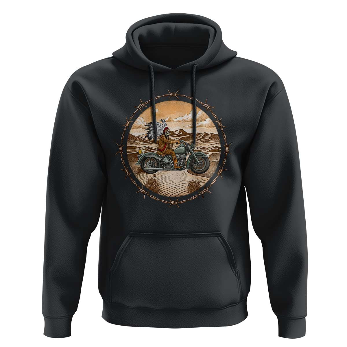Native American Biker Gift Hoodie Skull Motorcycle Rider