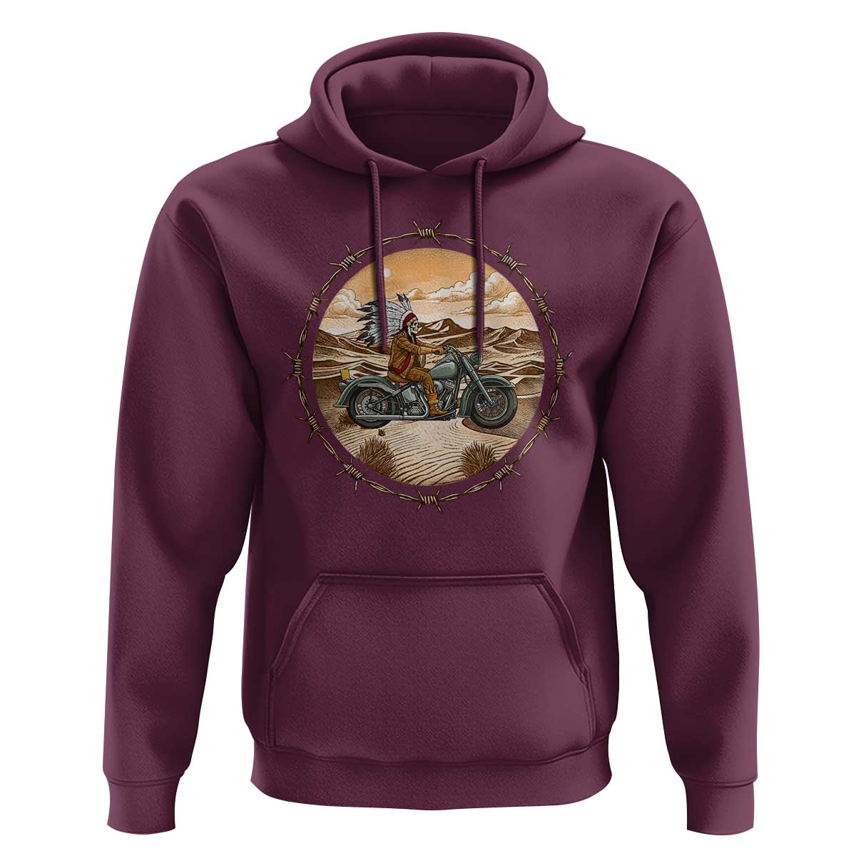 Native American Biker Gift Hoodie Skull Motorcycle Rider
