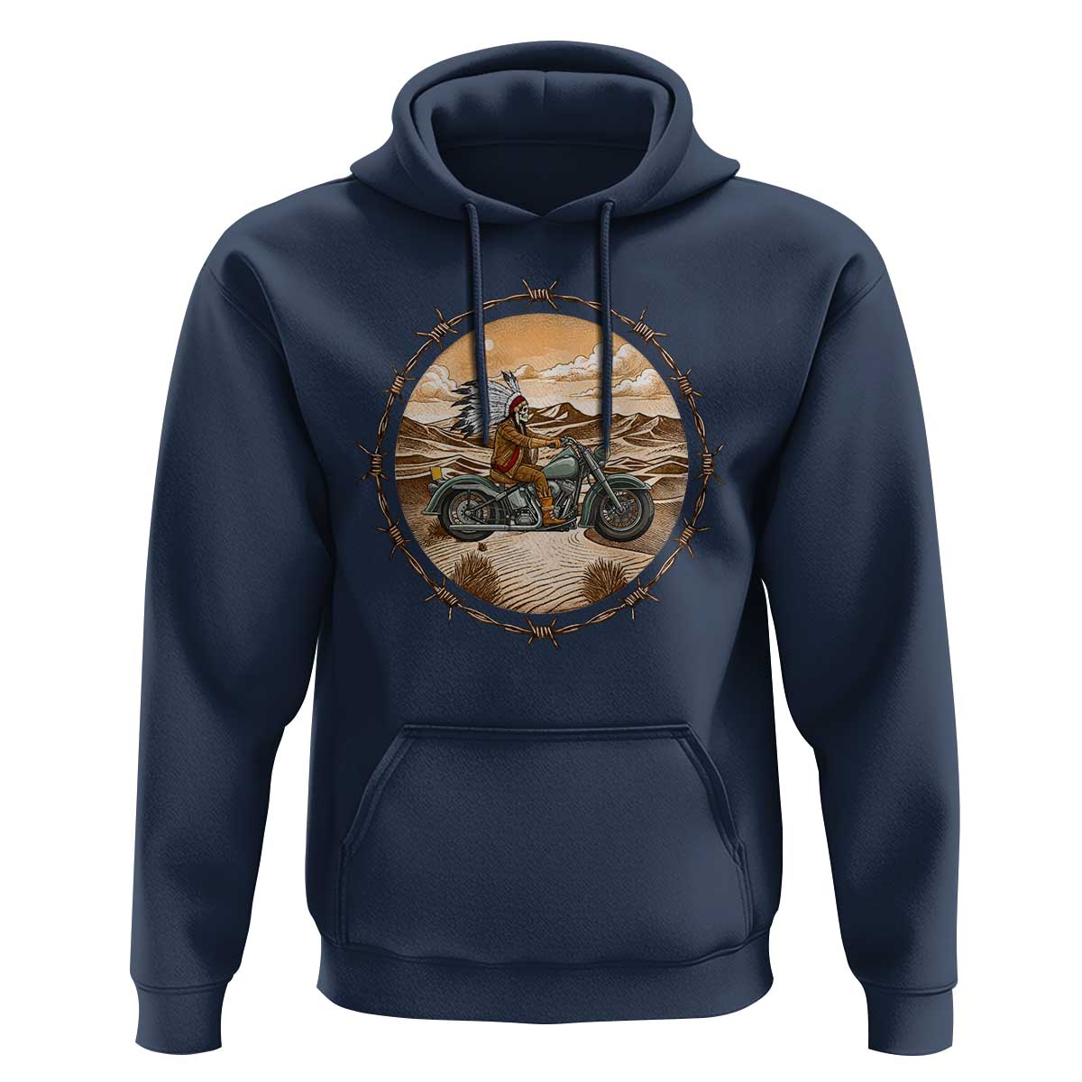 Native American Biker Gift Hoodie Skull Motorcycle Rider
