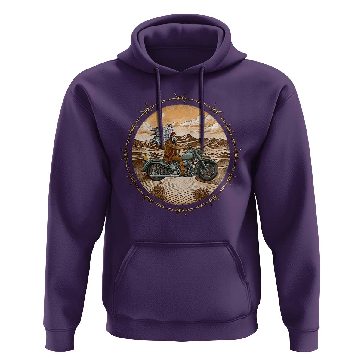 Native American Biker Gift Hoodie Skull Motorcycle Rider