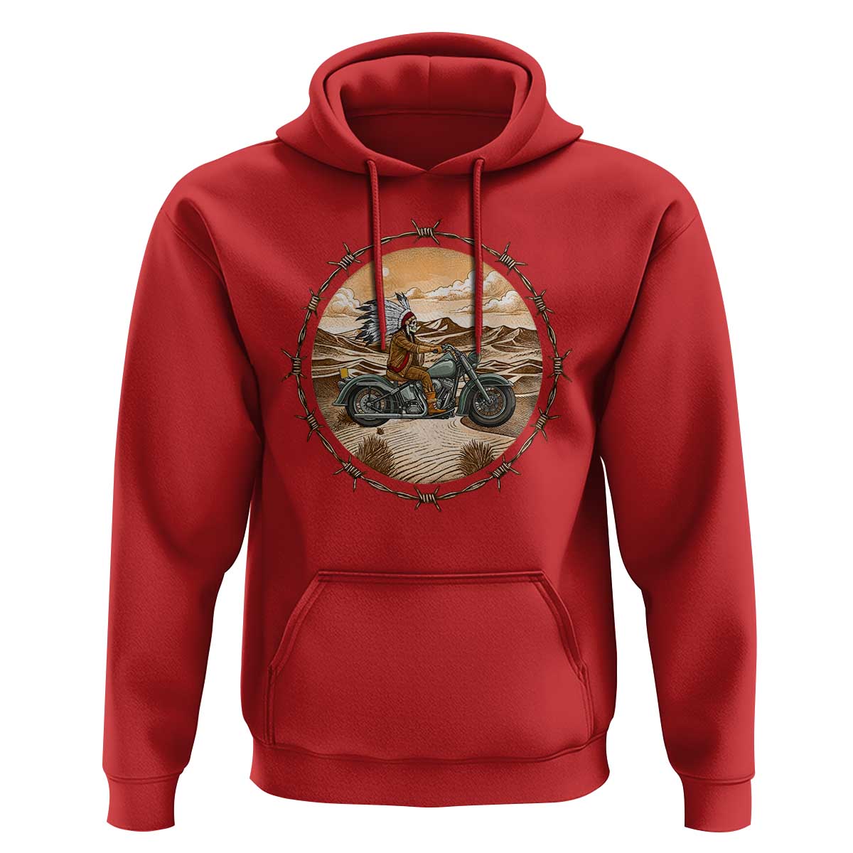 Native American Biker Gift Hoodie Skull Motorcycle Rider