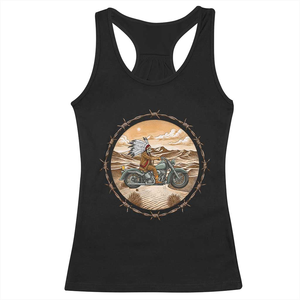 Native American Biker Gift Racerback Tank Top Skull Motorcycle Rider