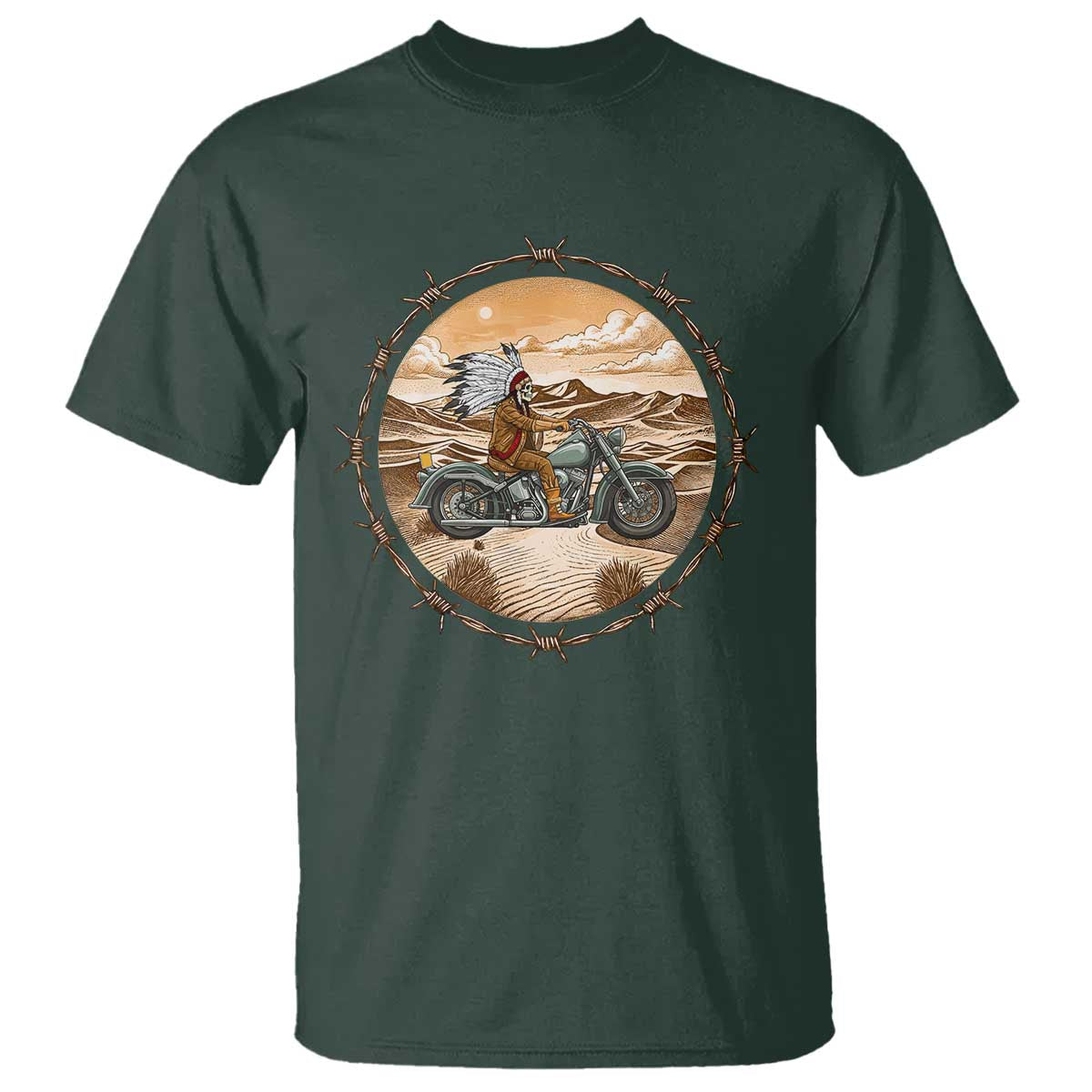 Native American Biker Gift T Shirt Skull Motorcycle Rider