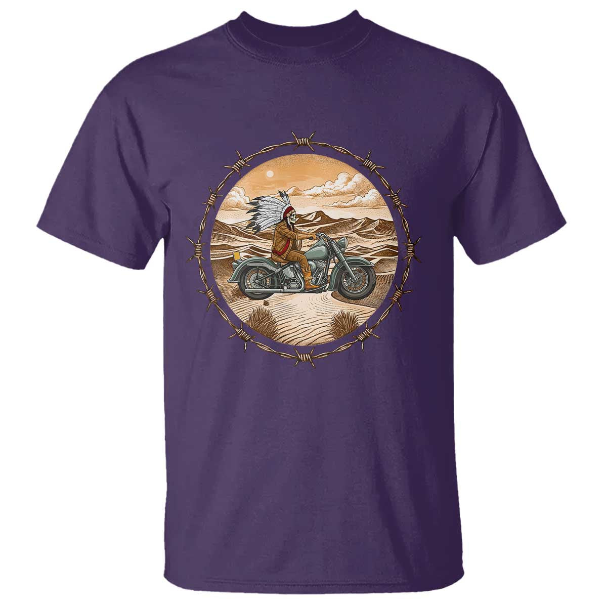 Native American Biker Gift T Shirt Skull Motorcycle Rider