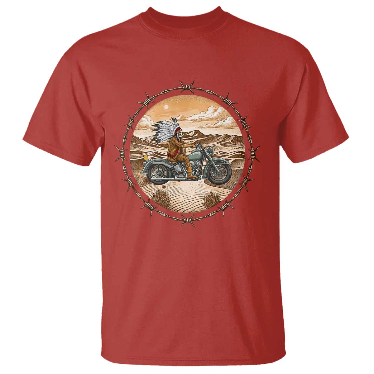 Native American Biker Gift T Shirt Skull Motorcycle Rider