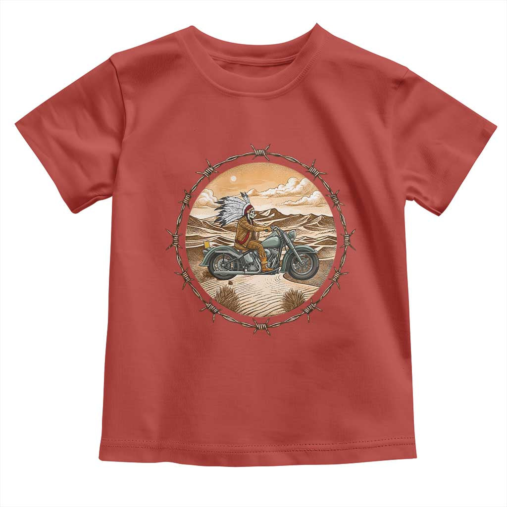 Native American Biker Gift Toddler T Shirt Skull Motorcycle Rider