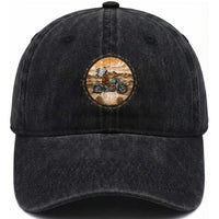 Native American Biker Gift Washed Cotton Baseball Cap Skull Motorcycle Rider