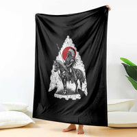 Vintage Native American Warrior Throw Blanket Horse Rider Feather Headdress Graphic