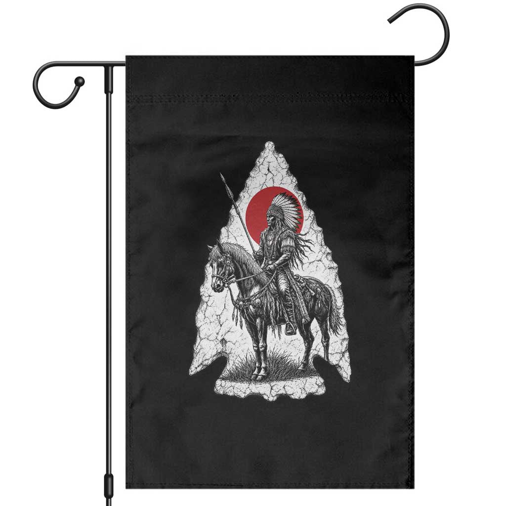 Vintage Native American Warrior Garden Flag Horse Rider Feather Headdress Graphic