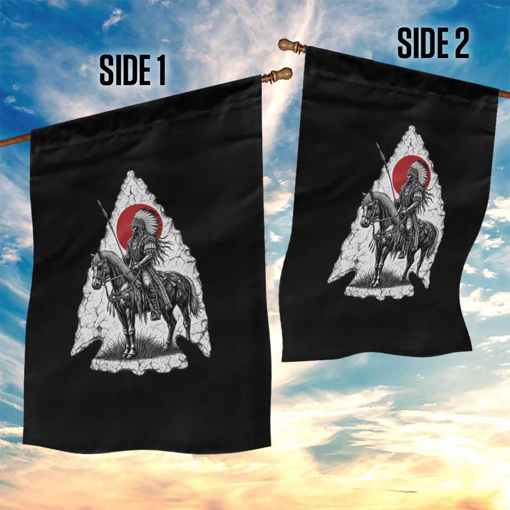 Vintage Native American Warrior Garden Flag Horse Rider Feather Headdress Graphic