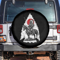 Vintage Native American Warrior Spare Tire Cover Horse Rider Feather Headdress Graphic