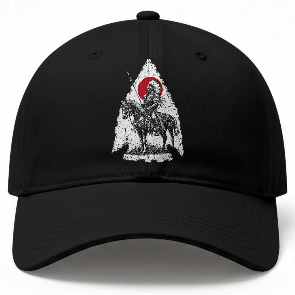 Vintage Native American Warrior Baseball Cap Horse Rider Feather Headdress Graphic