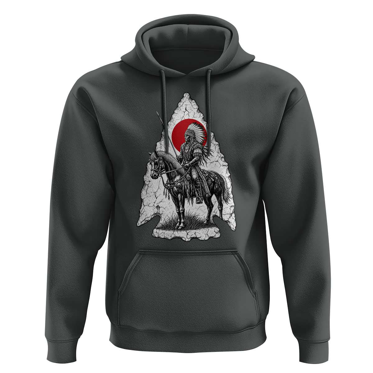 Vintage Native American Warrior Hoodie Horse Rider Feather Headdress Graphic