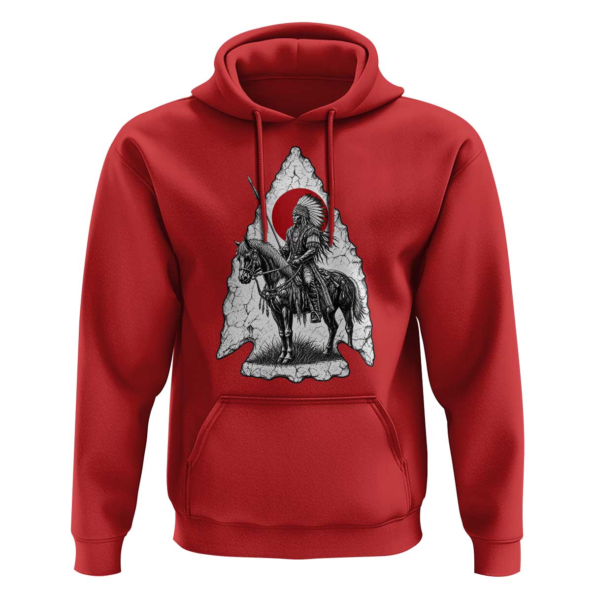 Vintage Native American Warrior Hoodie Horse Rider Feather Headdress Graphic