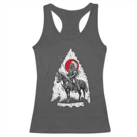 Vintage Native American Warrior Racerback Tank Top Horse Rider Feather Headdress Graphic