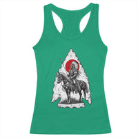 Vintage Native American Warrior Racerback Tank Top Horse Rider Feather Headdress Graphic