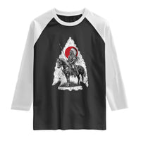 Vintage Native American Warrior Raglan Shirt Horse Rider Feather Headdress Graphic